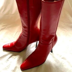Sexy Red Leather Boots Size 7 M